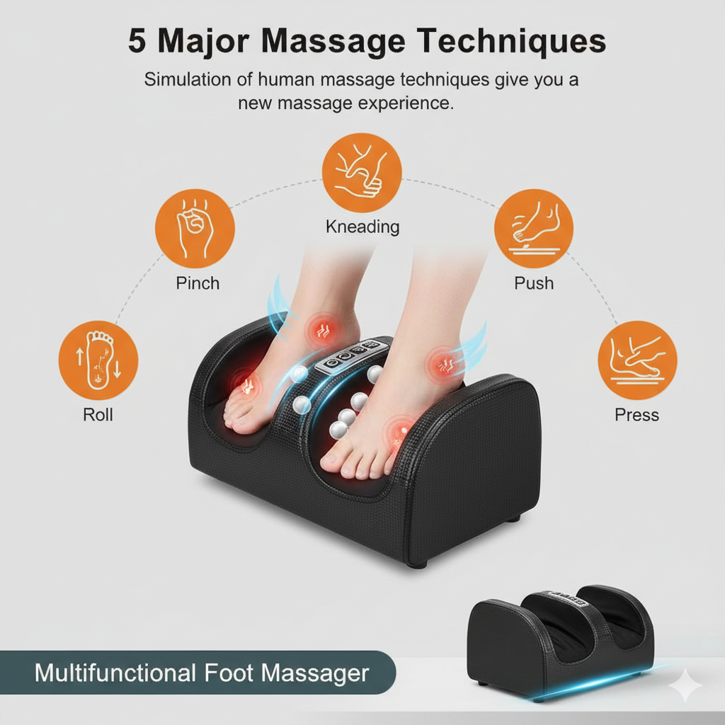 Masseur pour Pieds Électrique Shiatsu avec Chauffage – Soulagement Musculaire et Douleur